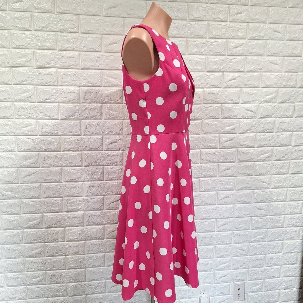 DB Pink and White Polka Dot Sleeveless Dress - Picture 3 of 10